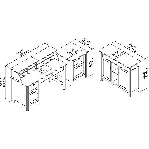 Bush Furniture Broadview Computer Desk with Drawers, Organizer, File Cabinet and Console Table in White
