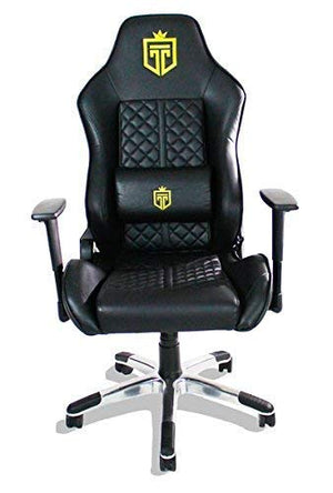 GT Throne, Immersive Gaming Chair, Vibrating Computer and Console Chair, Racing Style High-Back with Lumber Support and Headrest (Bold Gold)