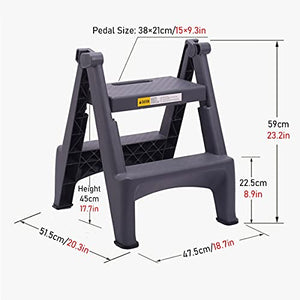 Step Stools Sturdy for Car Washing, Load 150kg/330lbs, Small Folding 2 Step Ladder - Blue