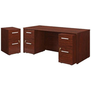 Home Square 2-Piece Set: 72" x 30" Desk & 2-Drawers Mobile File Cabinet