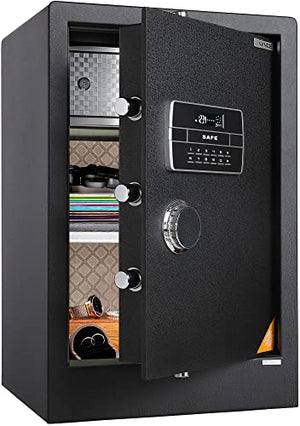 JINXNOBI Large Security Safes for Home, Luxury Digital Home Safe Box 4.2 Cubic Feet, Personal Floor Safe Vault with Dial, Keypad Security Box, Jewelry Safe, Gun Safe, File Safe