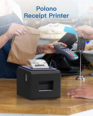 Receipt Printer, 3 1/8" 80mm POLONO PL330 Direct Thermal Receipt Printer, 300mm/s Bluetooth Receipt Printer with Auto-Cutter for ESC/POS Compatible with Windows Android iOS Bluetooth Serial USB