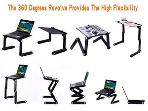 RENSLAT Laptop Stand Table with Mouse Pad Adjustable Folding Ergonomic Design Stands Notebook Desk