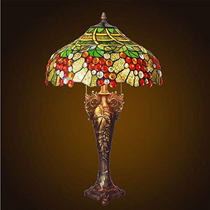 MaGiLL Tiffany Style Desk Lamp 28" High Green Stained Glass Shade E26/E27 * 3 for Bedroom, Living Room, Study