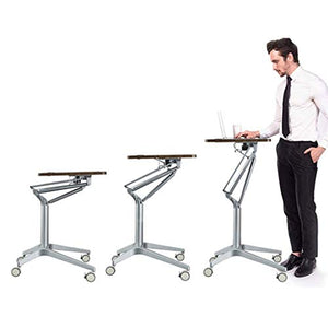 None Pneumatic Height Adjustable Sit-Stand Laptop Desk Cart