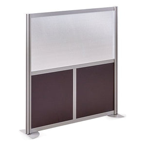 at Work 49" W x 53" H Room Divider Espresso Laminate and Plexiglas Inserts/Brushed Nickel Finish Aluminum and Steel Frame