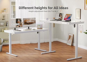 YDN Electric Standing Desk with Drawers, 48 x 24 Inch, Adjustable Height, White