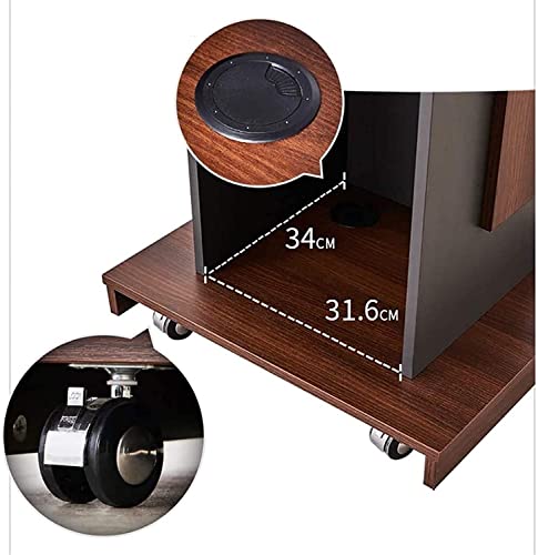 LaseVe Wooden Lectern Podium Stand with Lock Wheels - Brown