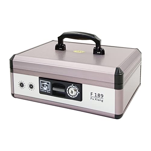 zenglingliang Cash Box Cash Box with Money Tray Safe Metal Lock Box Locking Boxes with Key Money Saving Organizer- Security Box with Coin Tray F189 Money Box