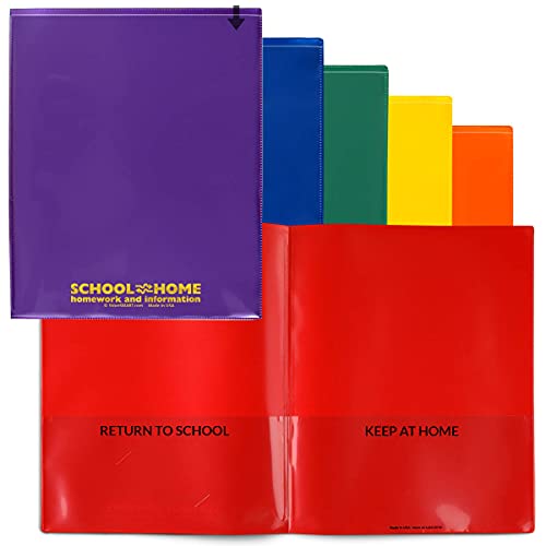 StoreSMART - Plastic School/Home Folders Archival Folders - Primary Colors 300 Pack - 50 Each of Six Bright Colors (SH900PCP300ENG)