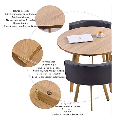 AkosOL Office Table and Chair Set - Nordic Modern Round Table with Four Chairs (Yellow+White)