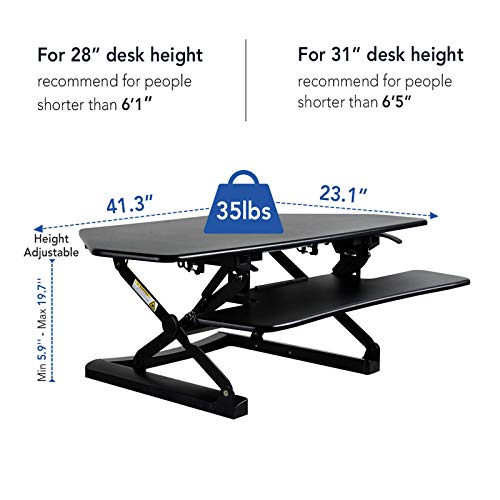 FlexiSpot Standing Desk Converter 41 Inch Height Adjustable Stand Up Desk Riser for Cubicles Corners Home Office Workstation Fit Dual Monitors (M4B)