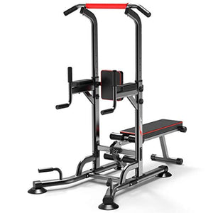 DOYCE Adjustable Power Tower,Dip Station Pull Up Bar Power Tower Strength Training Workout Equipment with Dumbbell Bench for Gym Home Fitness,Shipping from US
