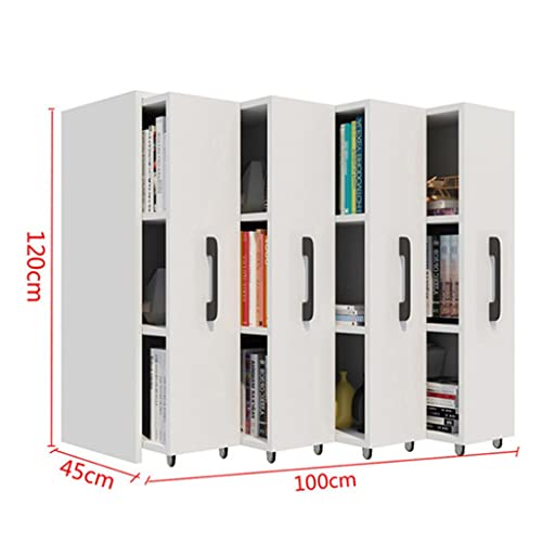 3 Tier Bookcase with Pulled Out Door Shelving Cabinet, Adjustable Shelf Height - 28 * 45 * 120cm