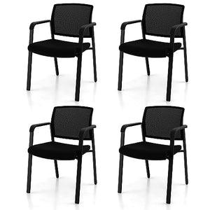 Giantex Reception Room Chair Set - 4-Pack Mesh Back Stacking Chairs
