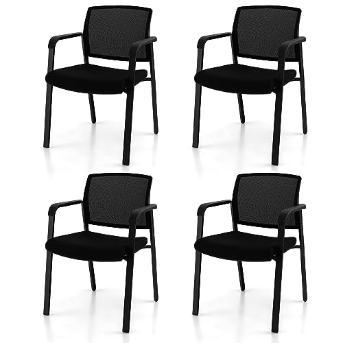 Giantex Reception Room Chair Set - 4-Pack Mesh Back Stacking Chairs