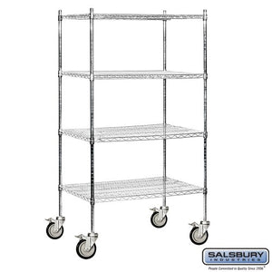 Salsbury Industries Mobile Wire Shelving Unit, 36-Inch Wide by 80-Inch High by 24-Inch Deep, Chrome