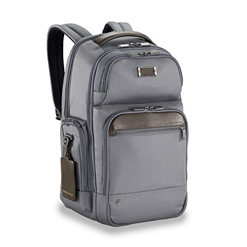 Briggs & Riley @Work Laptop Backpack for women and men. Fits up to 15.6 inch laptop. Business Travel Laptop Backpack with RFID Blocking Pocket, Grey