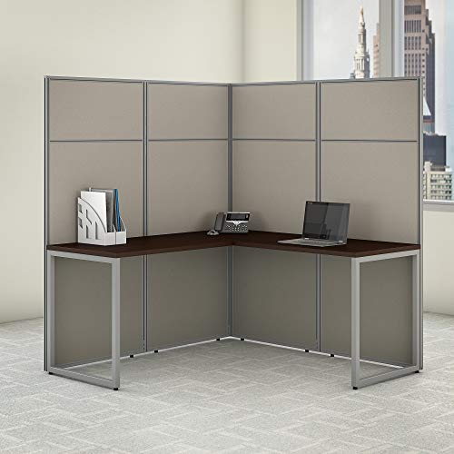 Bush Business Furniture Easy Office L Shaped Cubicle Desk Workstation with 66H Panels, 60Wx60H, Mocha Cherry