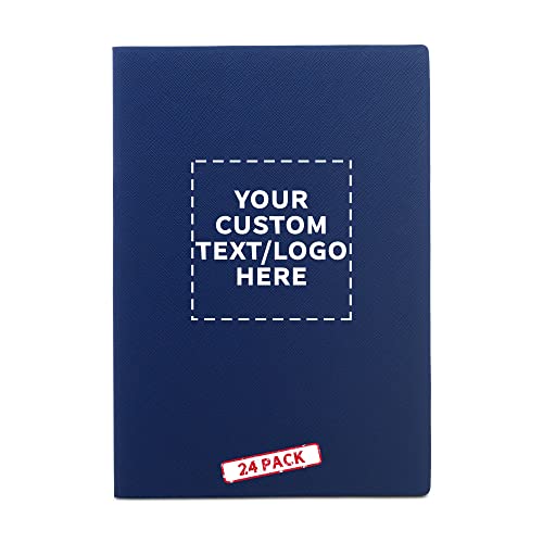 24 Charleston Soft Bound Journals Pack - Customizable Text, Logo - Ivory Paper, Dotted, Lines, With Bookmark - Blue