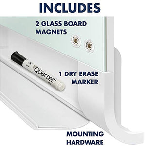 Quartet Magnetic Whiteboard, Glass White Board, Dry Erase Board, 85" x 48"  with Concealed Tray, Wide Format, Frameless, Horizon (G8548HT)