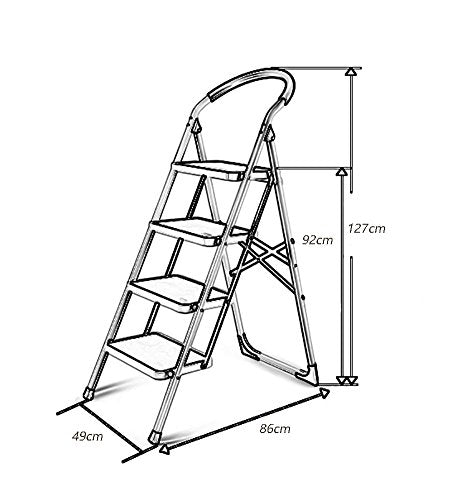 ZXL Step Ladders Household Fold 4 Steps Indoor Ladder Small Step Stool Holds Up to 150 Kg (Color : Red)