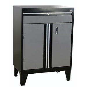 Sandusky Lee GADF301836-029L Modular System Base Storage Cabinet with Drawer, 30" Width x 18" Diameter x 43" Height, Black/Charcoal