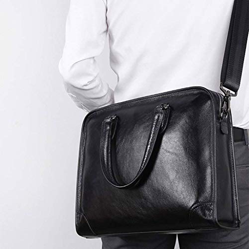 WPHPS Black Business Briefcases,Leather Briefcase for Men Computer Bag Laptop Bag Waterproof Business Travel Messenger Bag for Men Large Tote