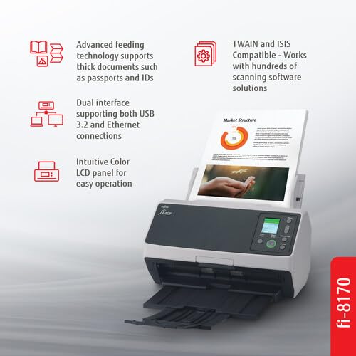 RICOH fi-8170 Professional Color Duplex Document Scanner + Cables