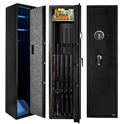 Gearmart Fast Access Gun Safe Rifle Safe Larger and Durable for 5-6 Gun Shotgun Cabinet (Larger Rifle Safe-Electronic)