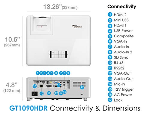 Optoma Short Throw Laser Home Theater Projector | 4K HDR Input | Lamp-Free 30,000 Hours | 4,200 Lumens | Day and Night Viewing
