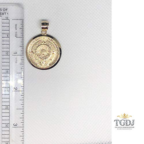 TGDJ Gold Aztec Charm Mayan Calendar Pendant, 1" Diameter