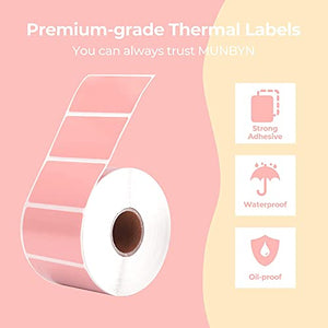 MUNBYN Thermal Label Printer, Pink Thermal Stickers & Shipping Label