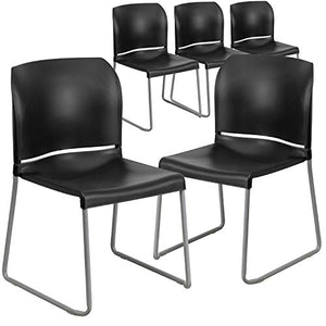 Flash Furniture HERCULES Series 5 Pack Black Stack Chair - 880 lb. Capacity