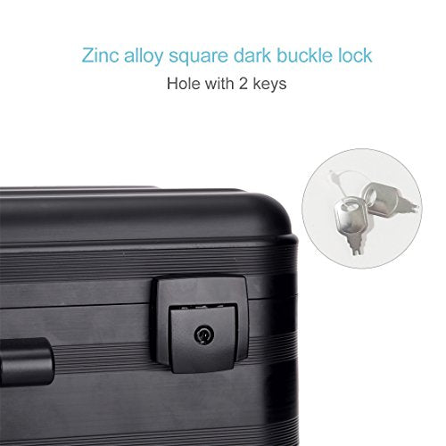 Aluminum Briefcase Large laptop case attache cases, TSA Customs Lock Custom space sponge shockproof Instrument, metal briefcase (black, 18.1X13.8X6.1 inch)