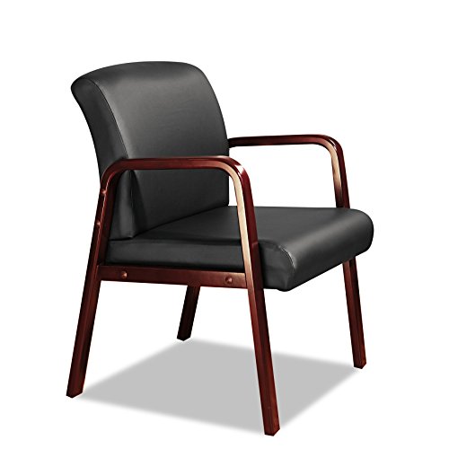 Alera ALERL4319C Reception Lounge Series Guest Chair, Cherry/Black Leather