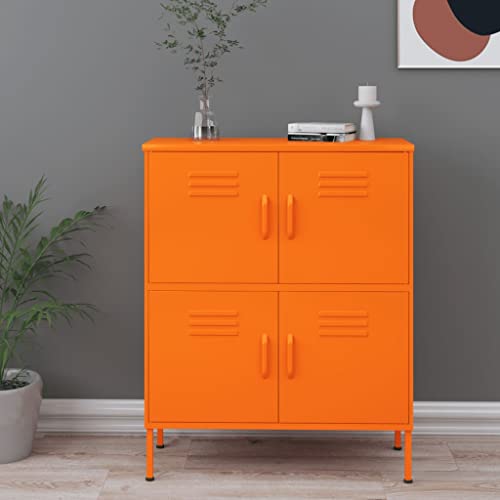 ZQQLVOO Metal Lockers with Card Slots, Orange Storage Cabinet 31.5"x13.8"x40