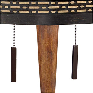 Franklin Iron Works Modern Farmhouse Floor Lamp 64" Tall Bronze Cherry Wood Double Drum Shade