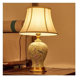 MaGiLL Green Ceramic Desk Lamp with Fabric Shade