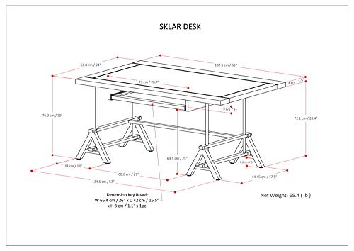 Simpli Home Sklar SOLID MANGO WOOD and Metal Modern Industrial 52 inch Wide Home Office Desk, Writing Table, Workstation, Study Table Furniture in Distressed Dark Brown