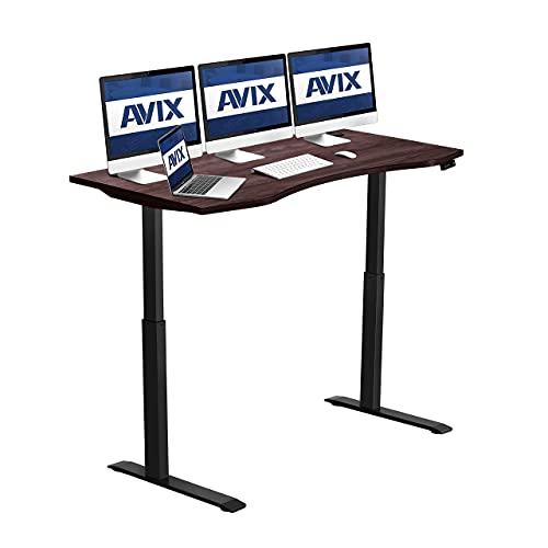 AVIX Standing Desk, 4 Memory Electric Height Adjustable Desk,60" x 30" Whole Piece Stand up Desk Home Office Desks Walnut