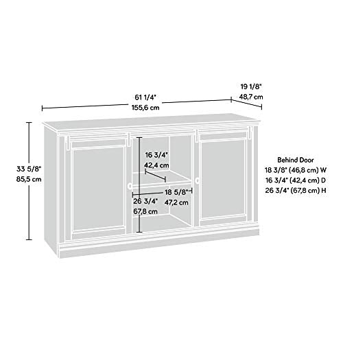 Sauder 423674 Barrister Lane 60" Sliding Door Entertainment Credenza, White Plank Finish