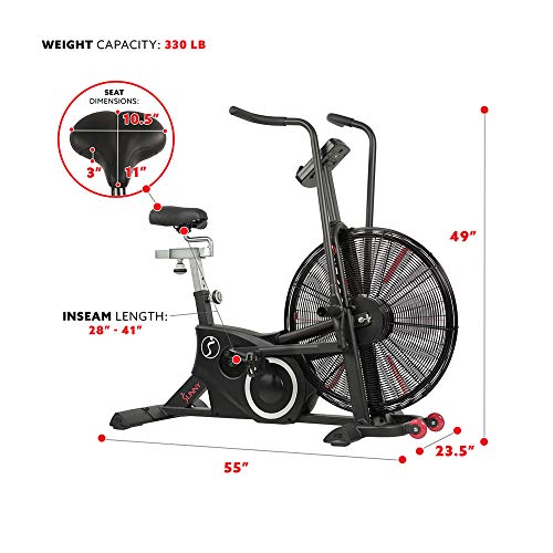 Sunny Health & Fitness Exercise Tornado Fan Air Bike with Bluetooth and Heart Rate Compatibility