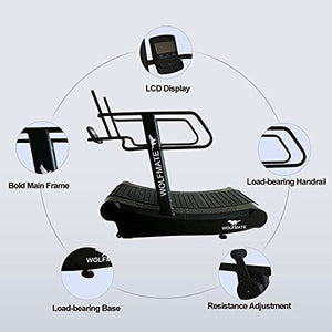 WOLFMATE Fitness Curved Treadmill, Air Runner, Self-Generated Commercial Curved Treadmill, Curved Non-Motorized Treadmill with Resistance Adjustment (MND-Y600B)