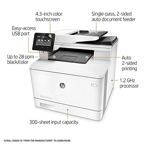 HP Laserjet Pro M477fdn Multifunction Color Laser Printer with Built-in Ethernet & Duplex Printing (CF378A) (Renewed)