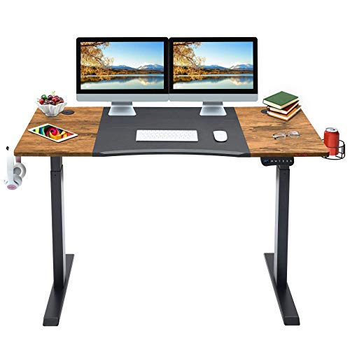 Mr IRONSTONE Electric Height Adjustable Desk 53.5" Standing Desk Sit to Stand Home Office Computer Desk & L-Shaped Desk 50.8" Computer Corner Desk, Home Gaming Desk, Office Writing Workstation