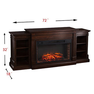Southern Enterprises Rider Widescreen Electric Fireplace with Bookcase, Espresso Finish