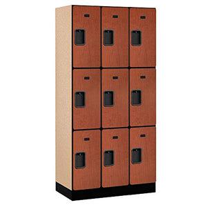 Salsbury Industries 3-Tier Designer Wood Locker, Cherry, 6-Feet High x 18-Inch Deep