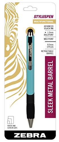 Zebra StylusPen Retractable Ballpoint Pen, Medium Point, 1.0mm, Black Ink, Ocean Barrel, 1-Count (33361)