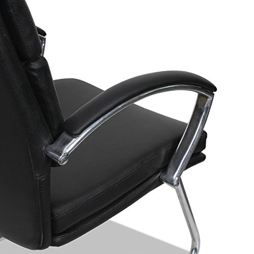 Alera NR4319 Neratoli Series Slim Profile Guest Chair, Black Soft Leather/Chrome Frame
